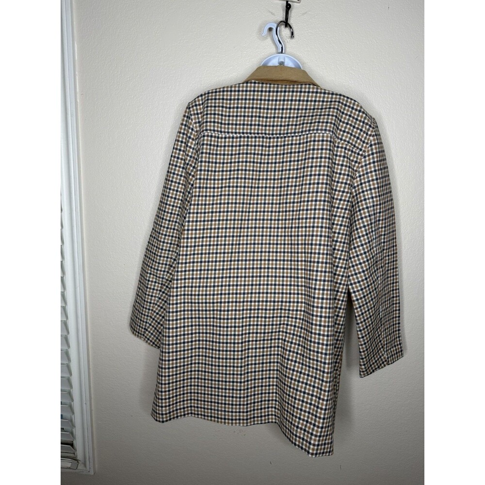 LOFT Tan Plaid Collar Jacket with Brown Trim - Picture 12 of 16